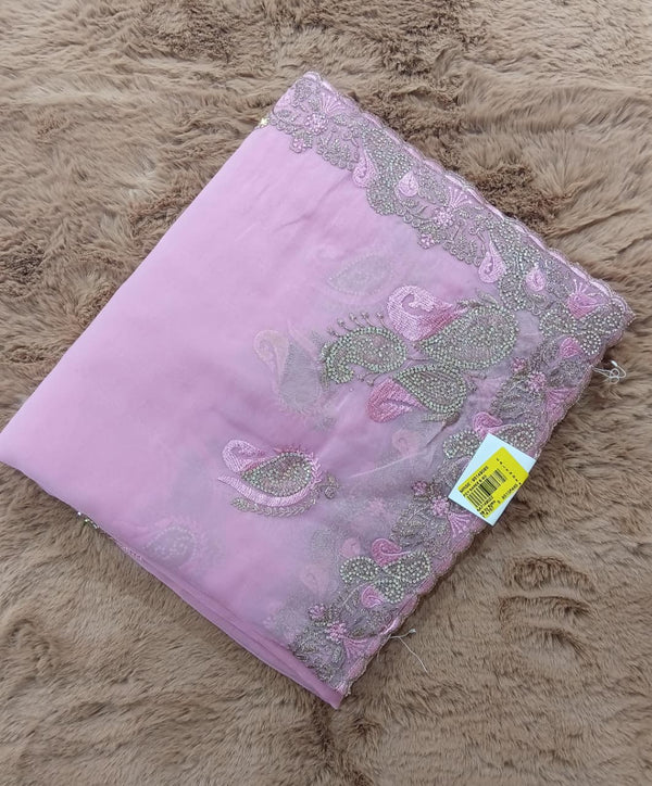 Oragnza Pink Fancy Saree-M.R.Saree Emporium