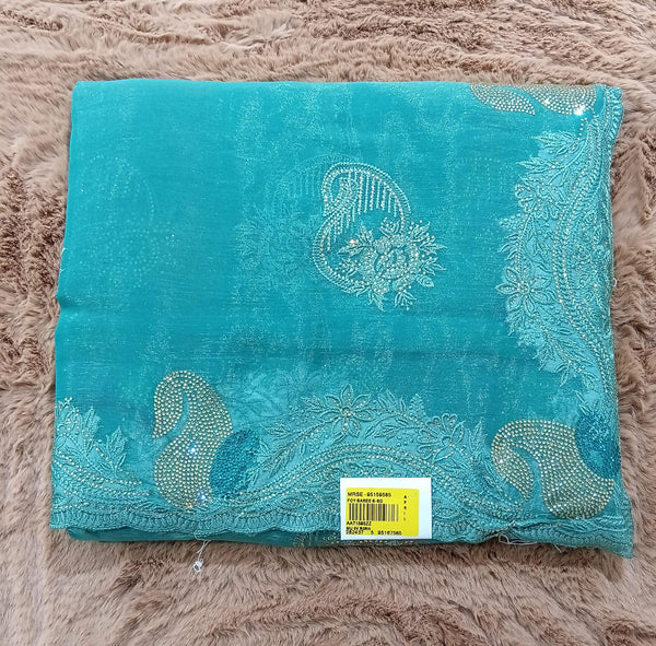 Simmar Chiffon Saree with Golden Embroidery Border – M.R. Saree Emporium