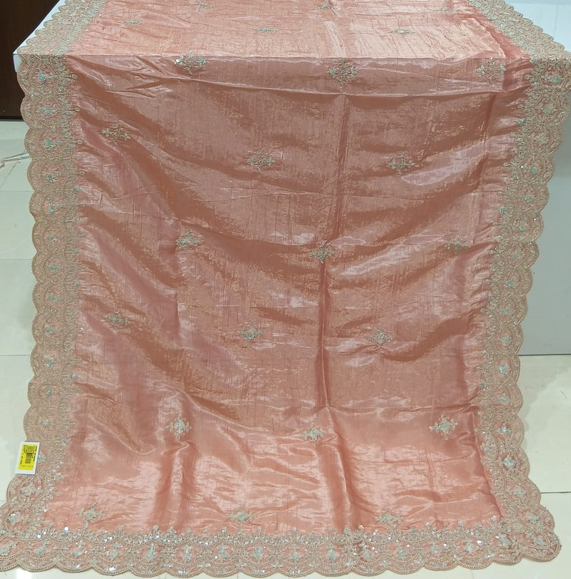 Elegant Fancy Silk Saree with Embroidered Border 4 Pcs Set M.R. Saree Emporium
