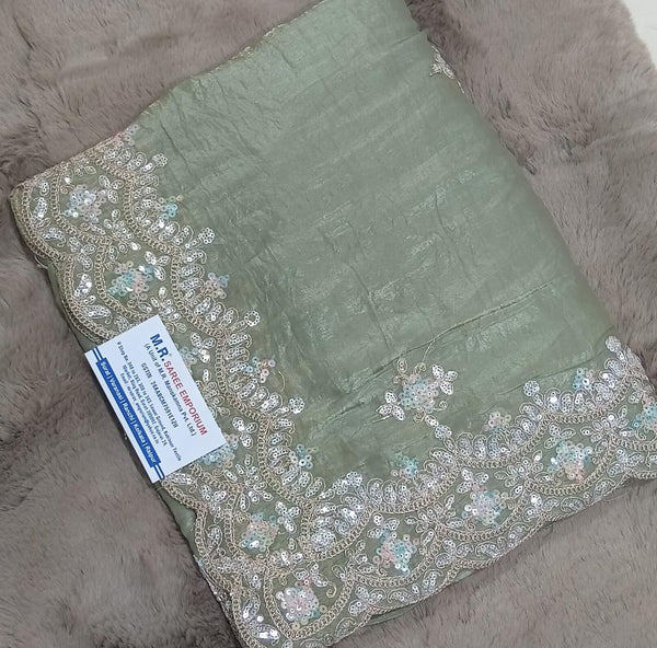 Elegant Fancy Silk Saree with Embroidered Border 4 Pcs Set M.R. Saree Emporium