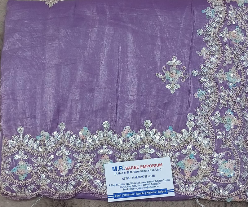 Elegant Fancy Silk Saree with Embroidered Border 4 Pcs Set M.R. Saree Emporium