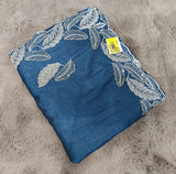 Fancy Work Moss Crepe Saree with Silver Border – 6 Pcs Set Party & Festive Wear -M.R. Saree Emporium