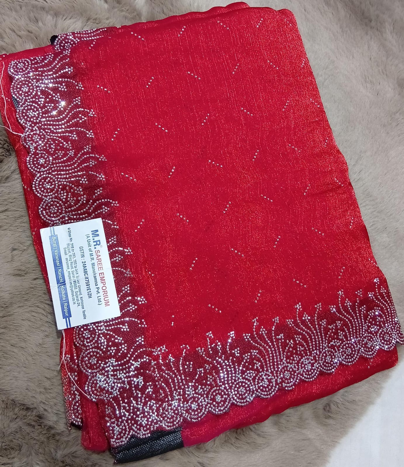 Jimmy Choo Fancy Fabric with Stylish Border 6 Pcs Set-M.R. Saree Emporium