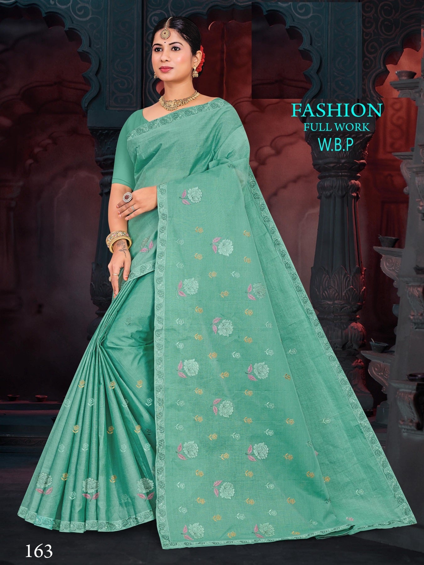 Fashion Cotton Work Saree W.B.P – Set of 6 Pcs -M.R. Saree Emporium