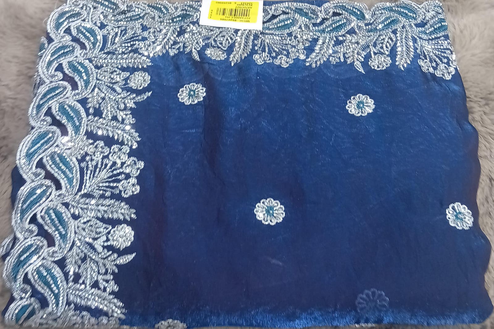 Barbari Embroidered Partywear Saree with Silver Border – Set of 09 M.R. Saree Emporium