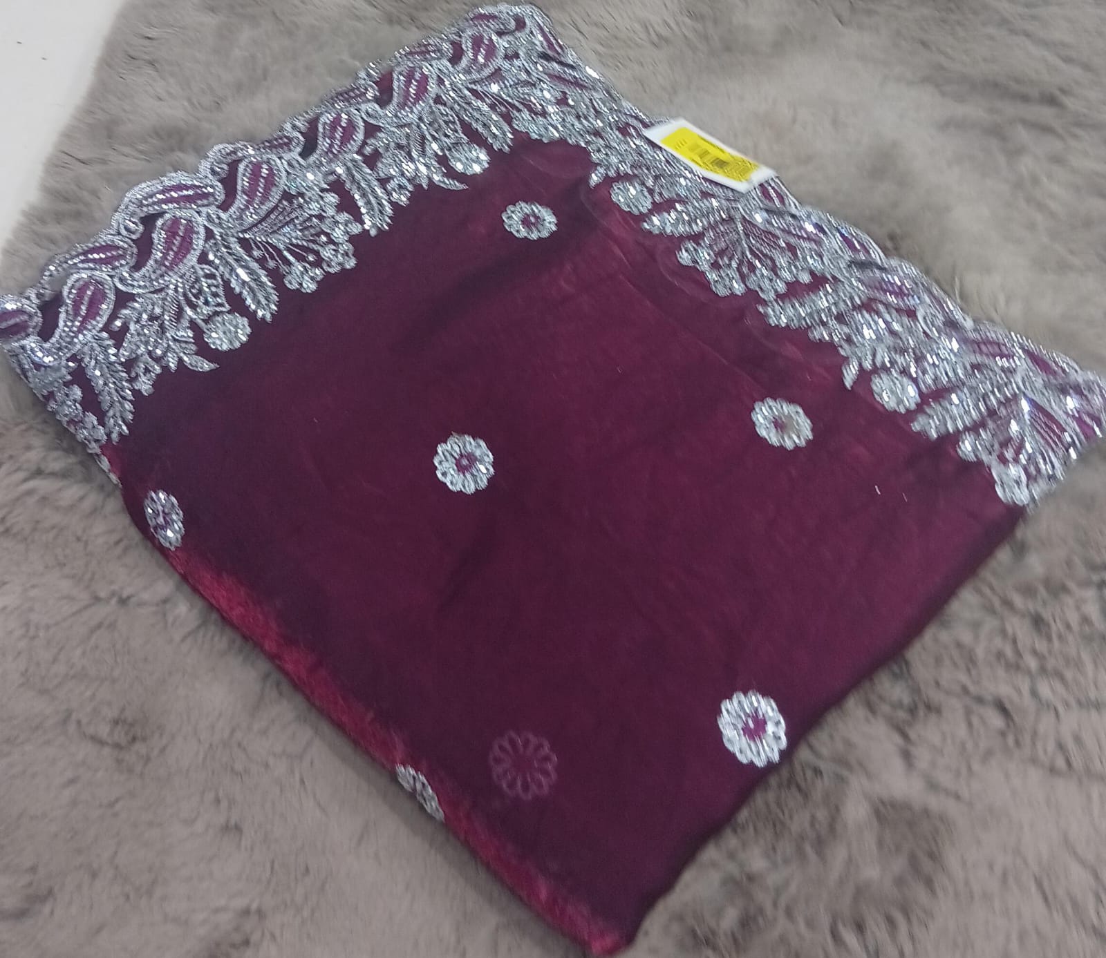 Barbari Embroidered Partywear Saree with Silver Border – Set of 09 M.R. Saree Emporium