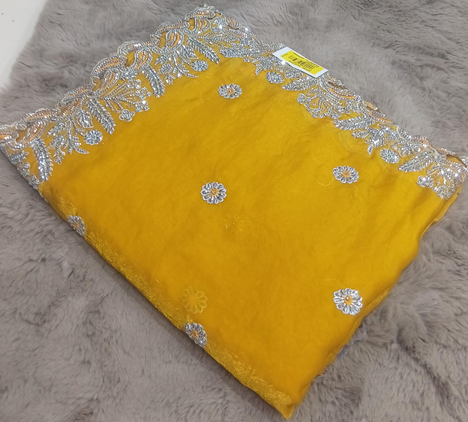 Barbari Embroidered Partywear Saree with Silver Border – Set of 09 M.R. Saree Emporium