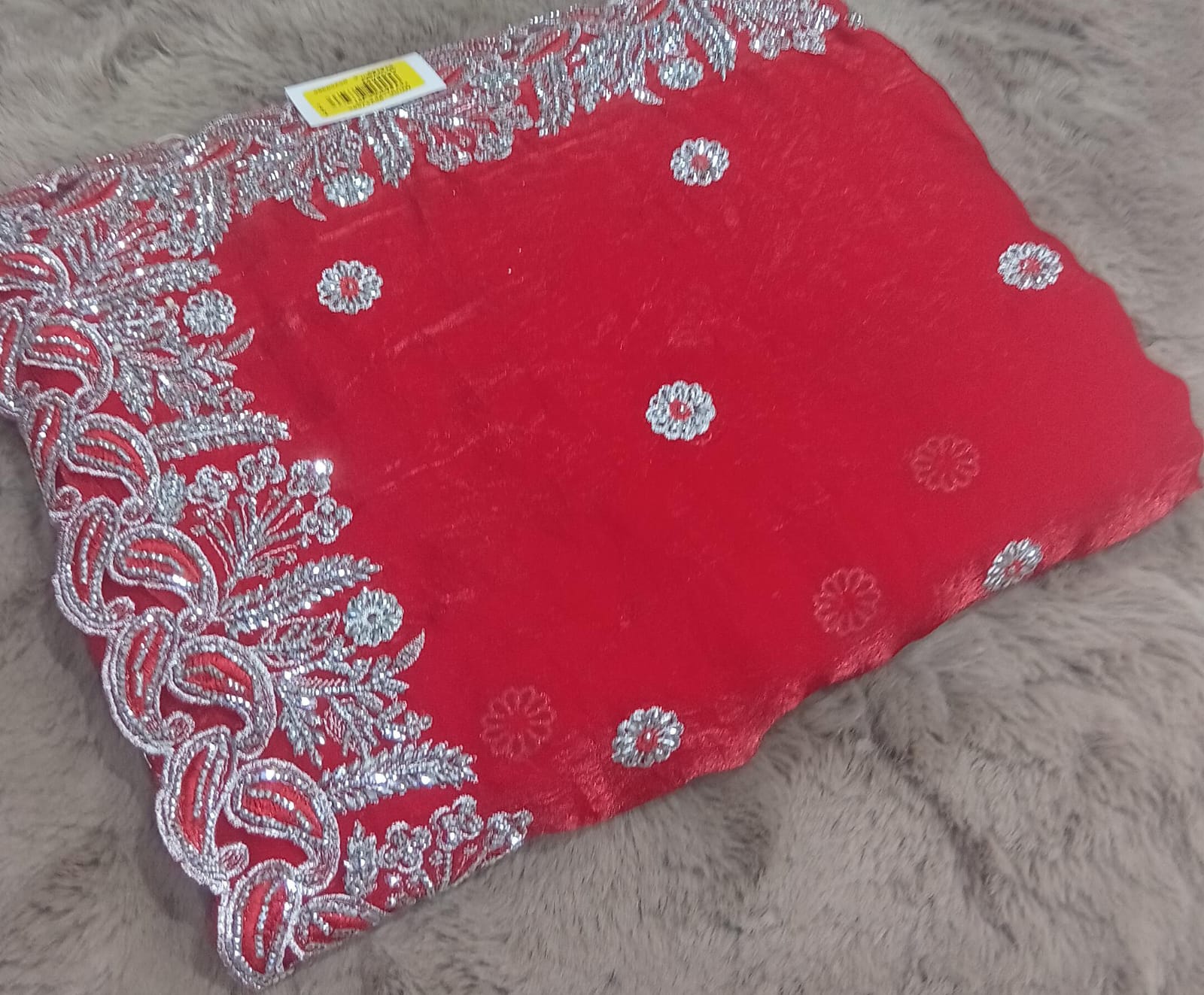 Barbari Embroidered Partywear Saree with Silver Border – Set of 09 M.R. Saree Emporium