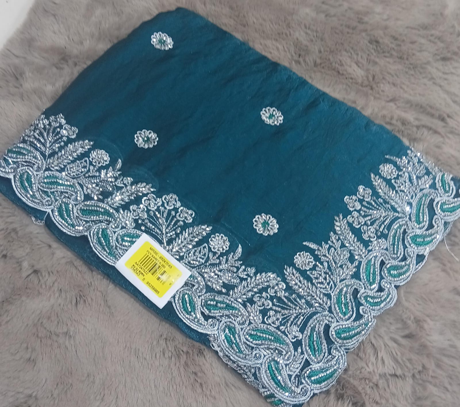 Barbari Embroidered Partywear Saree with Silver Border – Set of 09 M.R. Saree Emporium