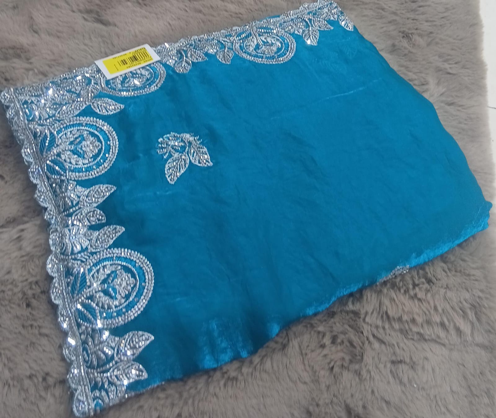 Barbari -02 Embroidered Partywear Saree with Silver Border – Set of 07 M.R. Saree Emporium