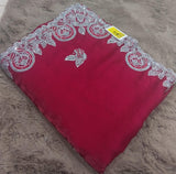 Barbari -02 Embroidered Partywear Saree with Silver Border – Set of 07 M.R. Saree Emporium