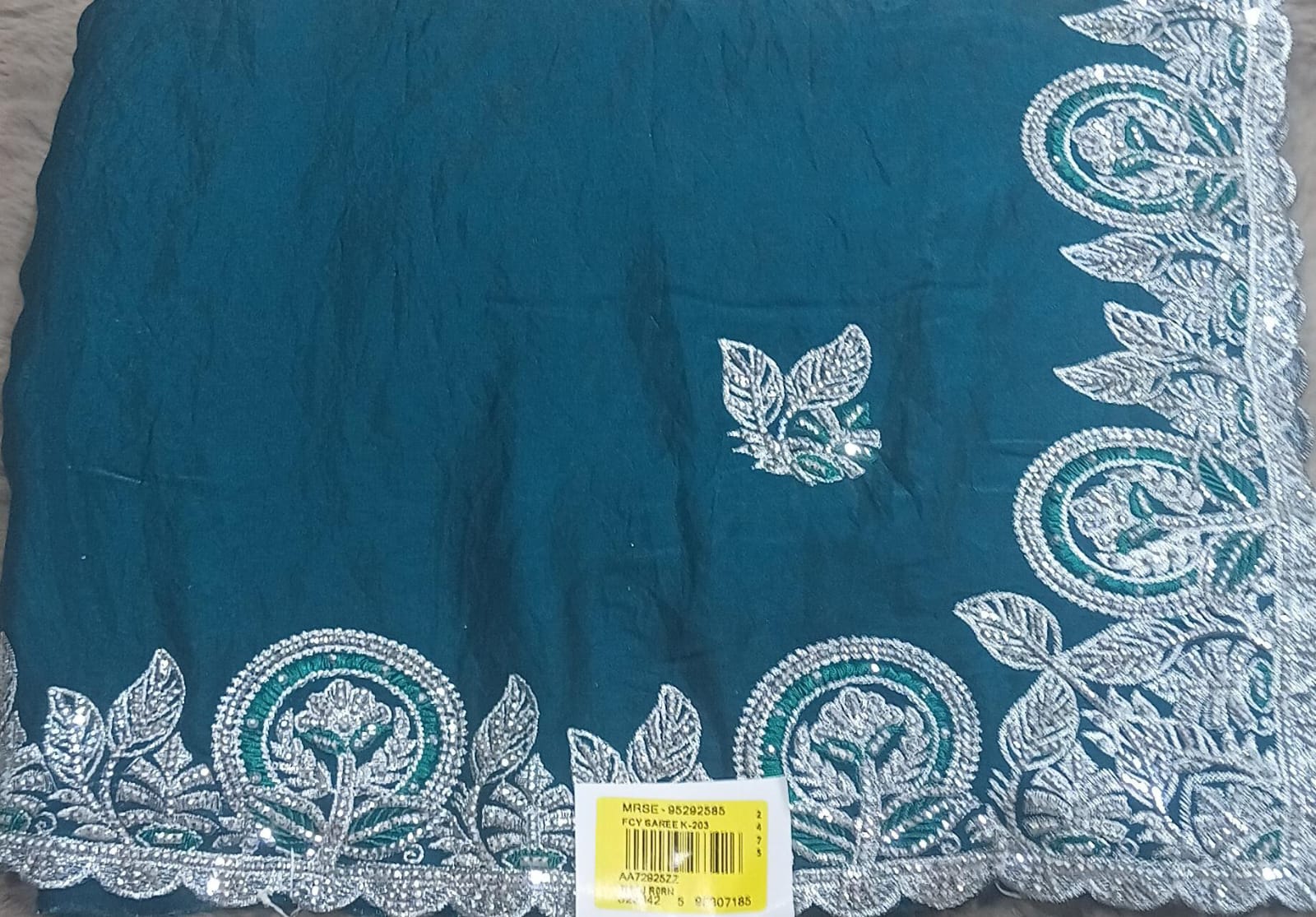 Barbari -02 Embroidered Partywear Saree with Silver Border – Set of 07 M.R. Saree Emporium