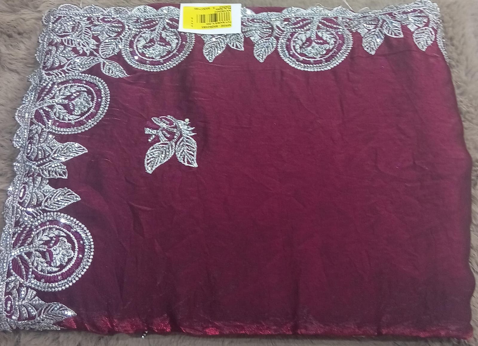 Barbari -02 Embroidered Partywear Saree with Silver Border – Set of 07 M.R. Saree Emporium