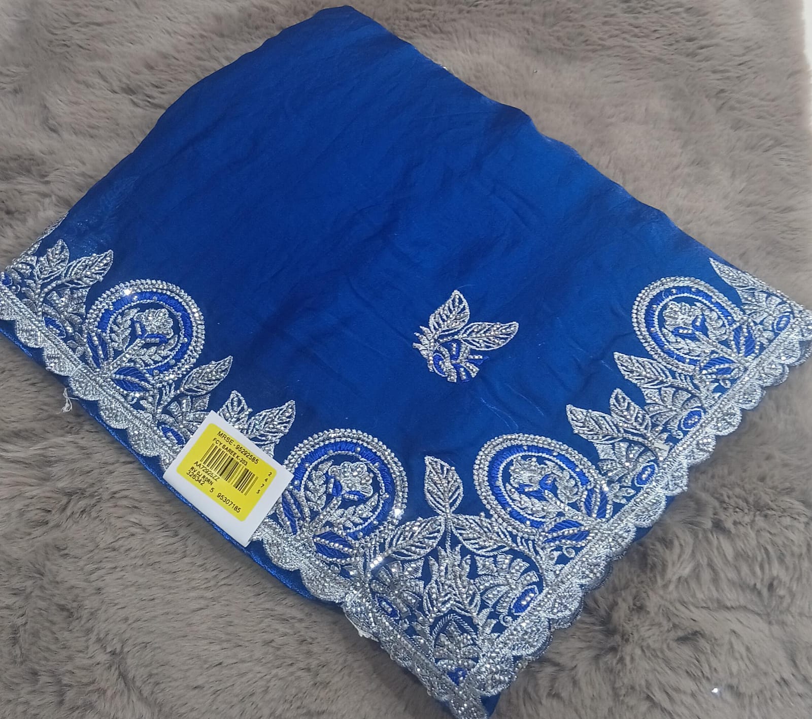 Barbari -02 Embroidered Partywear Saree with Silver Border – Set of 07 M.R. Saree Emporium
