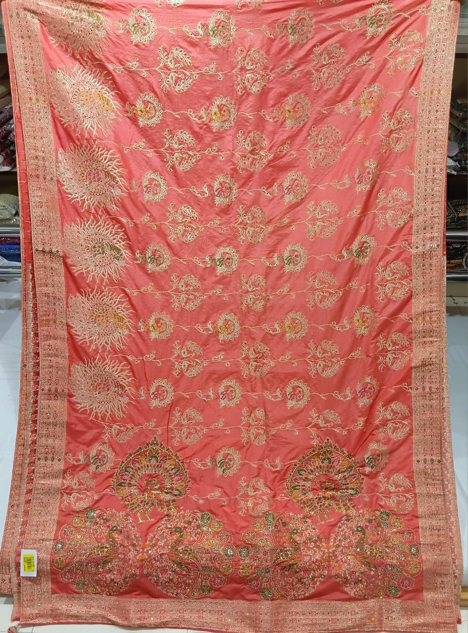 Fancy Dola Silk Embroidered Saree with Heavy Border M.R. Saree Emporium
