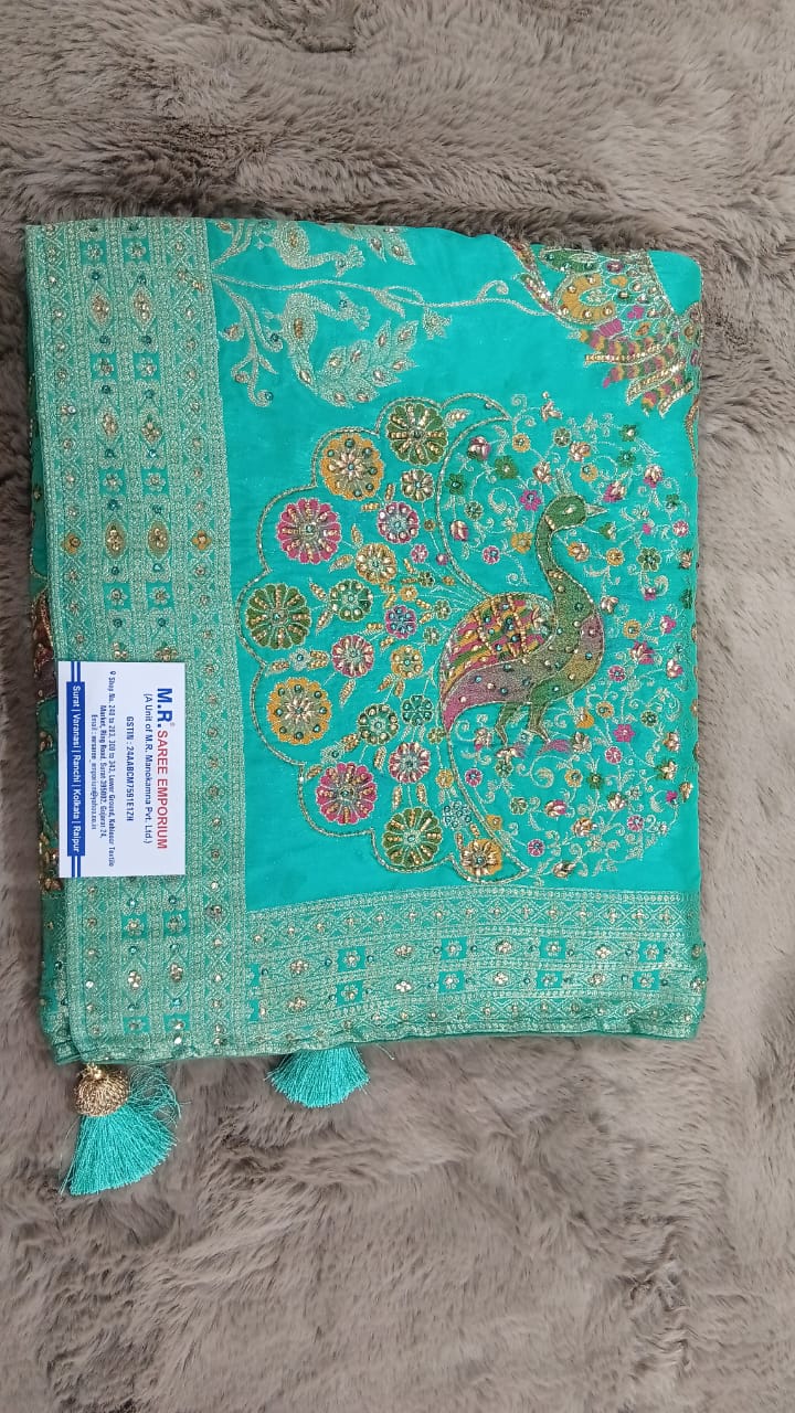 Fancy Dola Silk Embroidered Saree with Heavy Border M.R. Saree Emporium