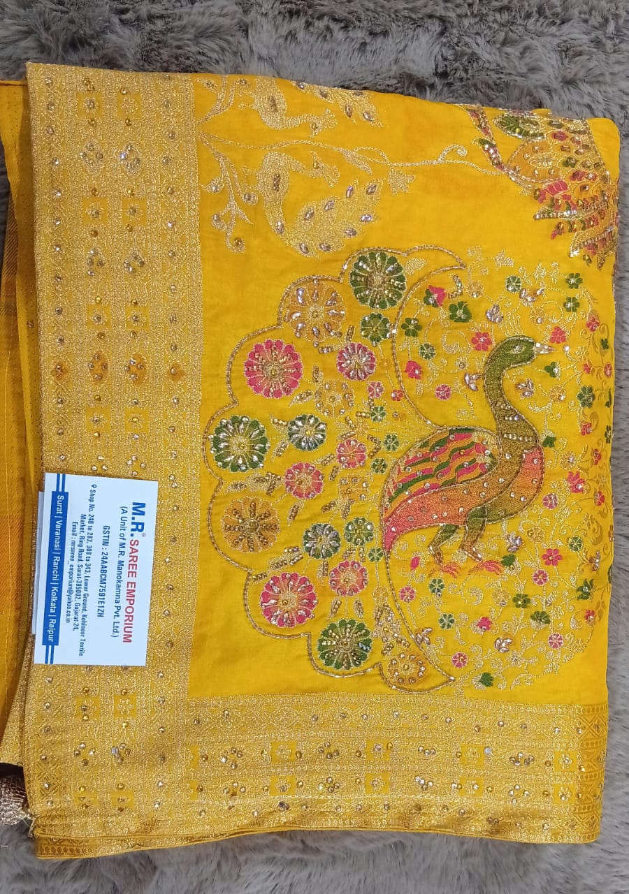 Fancy Dola Silk Embroidered Saree with Heavy Border M.R. Saree Emporium