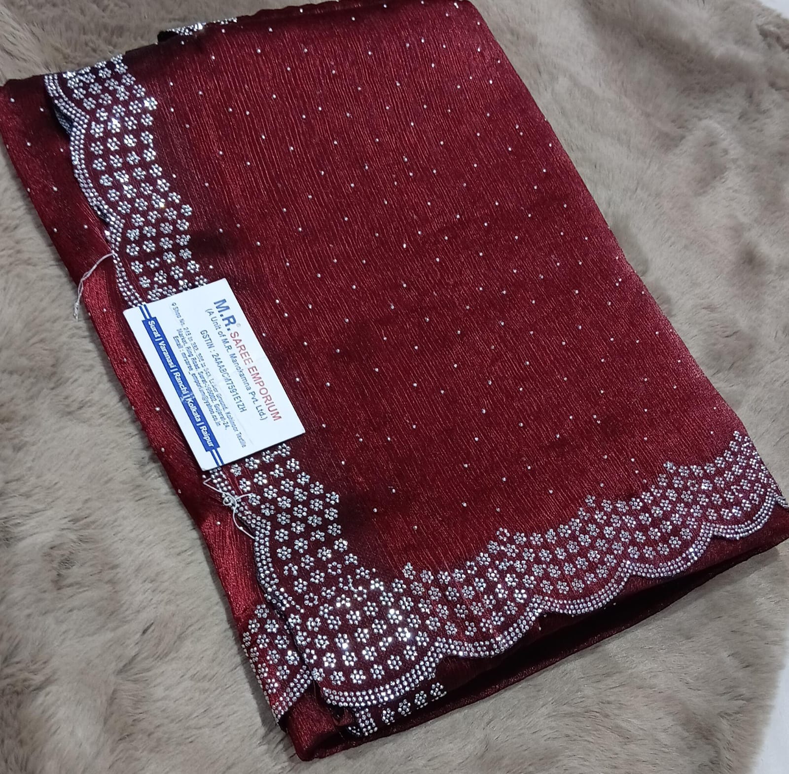 Jimmy Choo Fancy Fabric with Stylish Border -M.R. Saree Emporium