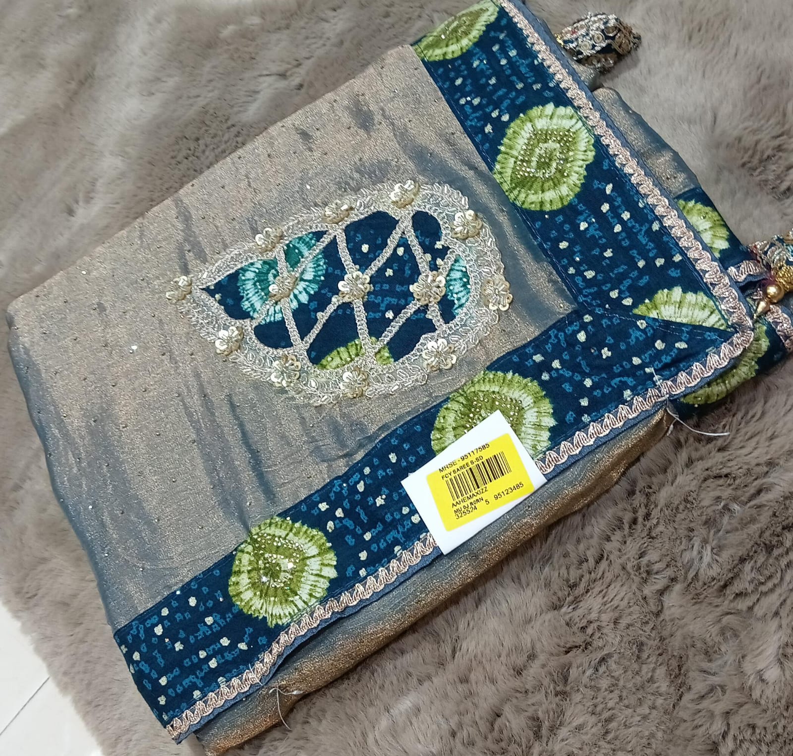 Jimmy Choo Fabric Saree with Woven Border & Elegant Motifs 5 pcs Set  M.R. Saree Emporium