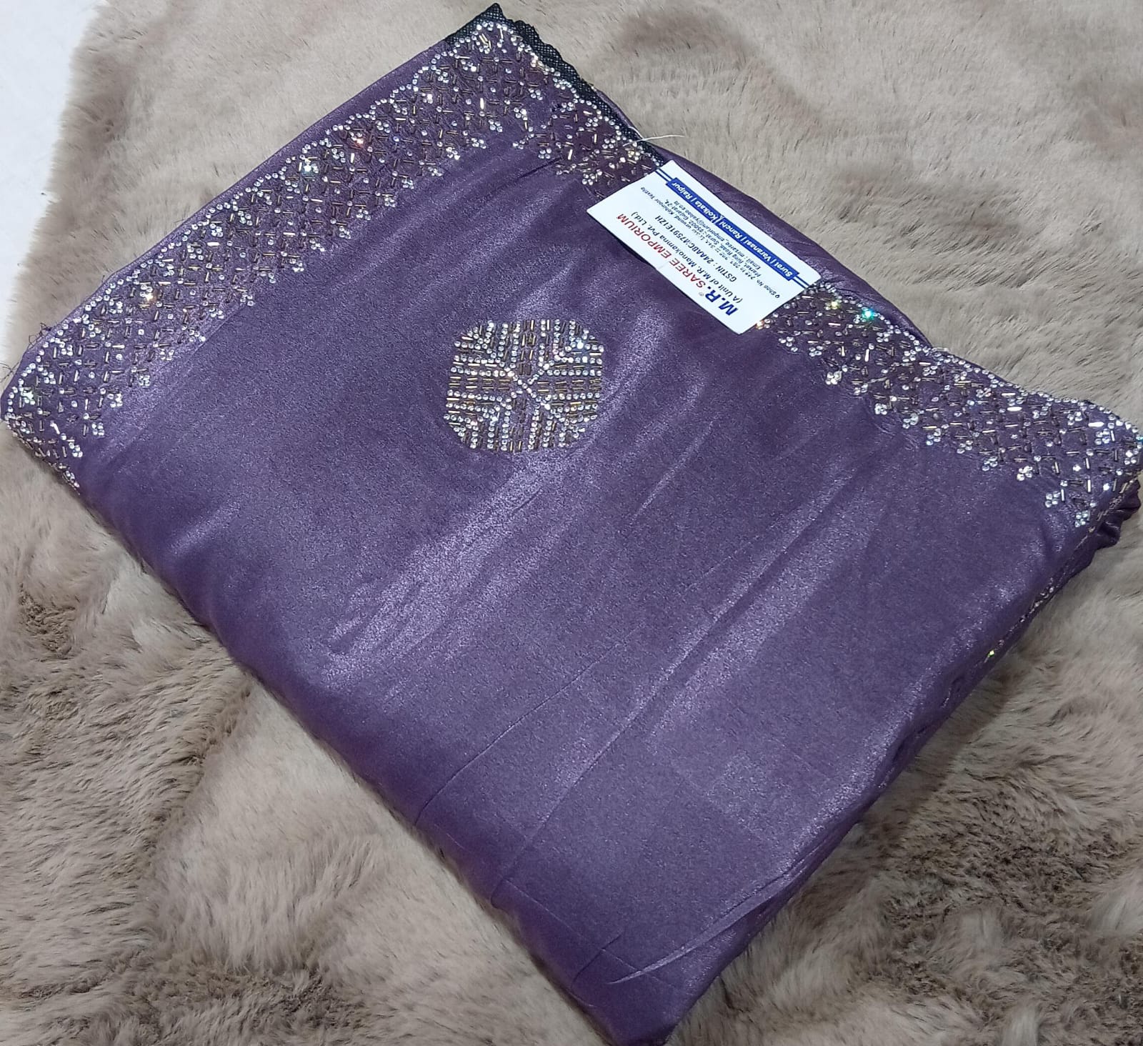 Satin Stone Fancy Fabric with Stylish Border 5 Pcs Set-M.R. Saree Emporium