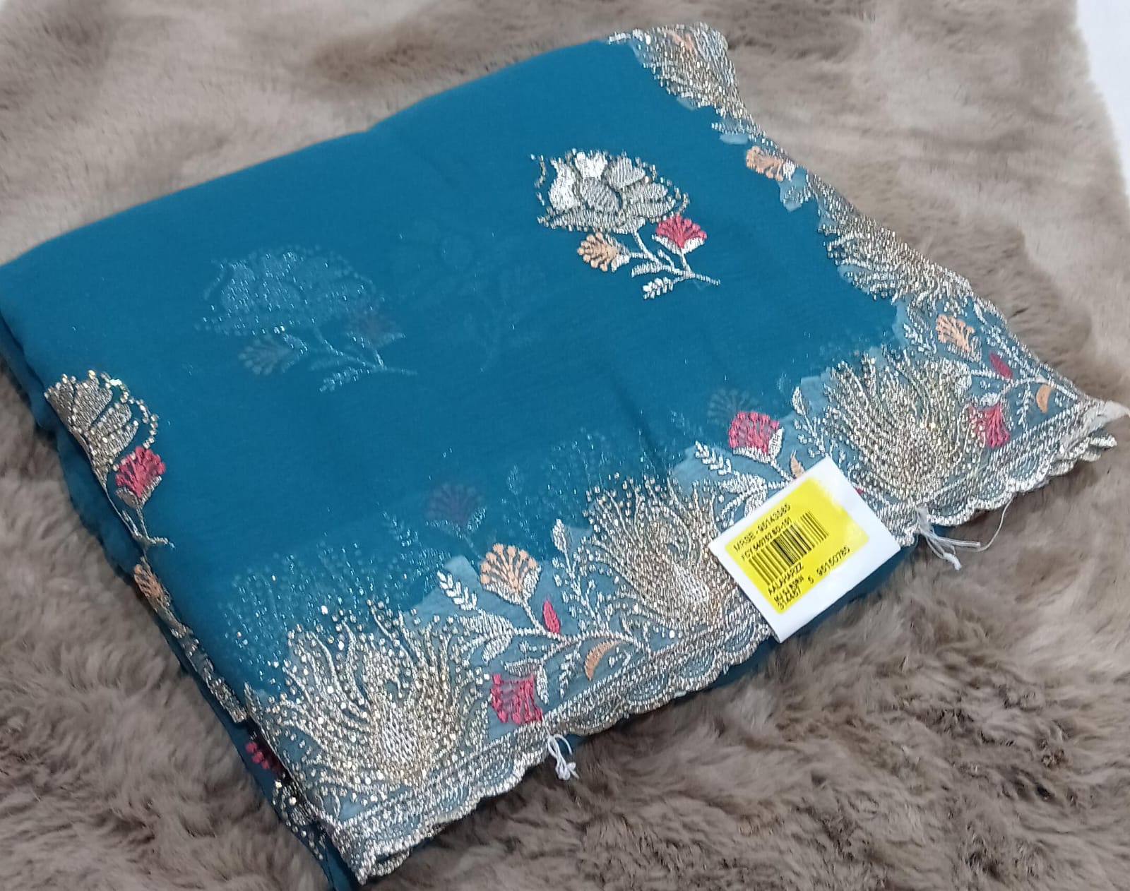 Designer Fancy Chiffon Saree with Elegant Embroidery 5 pcs set – M.R. Saree Emporium