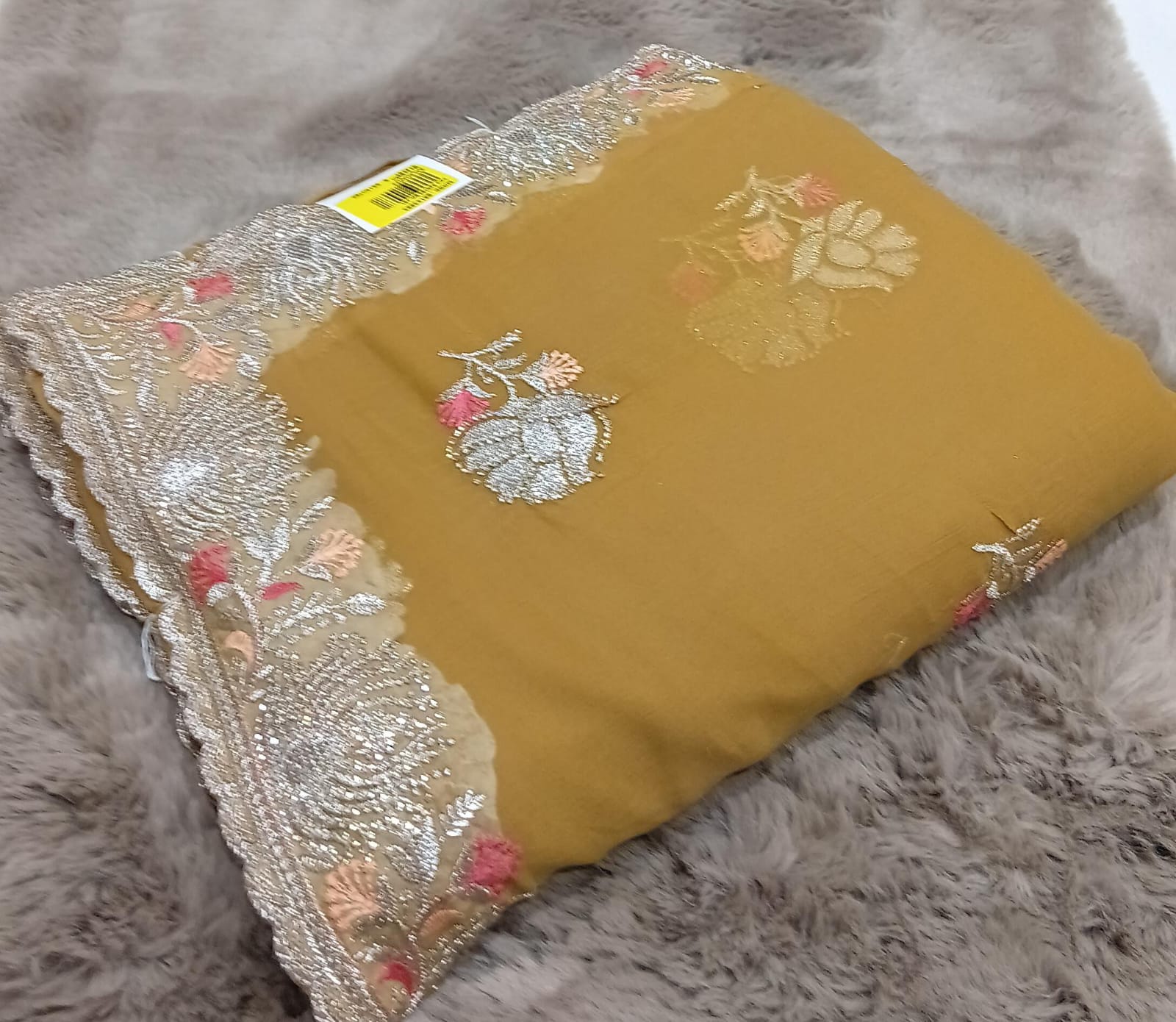 Designer Fancy Chiffon Saree with Elegant Embroidery 5 pcs set – M.R. Saree Emporium