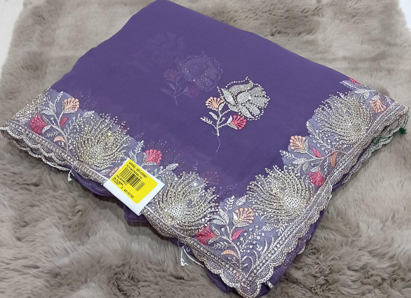 Designer Fancy Chiffon Saree with Elegant Embroidery 5 pcs set – M.R. Saree Emporium
