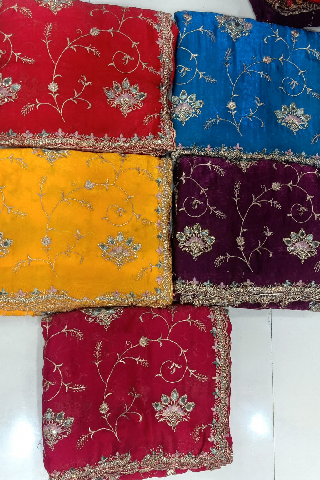 Fancy Saree – All Over Heavy Embroidery Work with Designer Border 5 Pcs Set- M.R. Saree Emporium