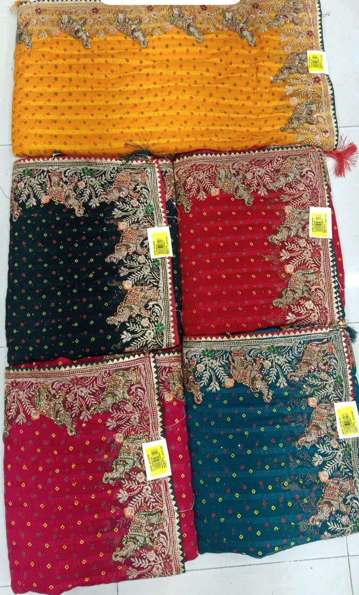 Fancy Saree – All Over Embroidery Work with Rich Designer Border 5 Pcs Set -M.R. Saree Emporium
