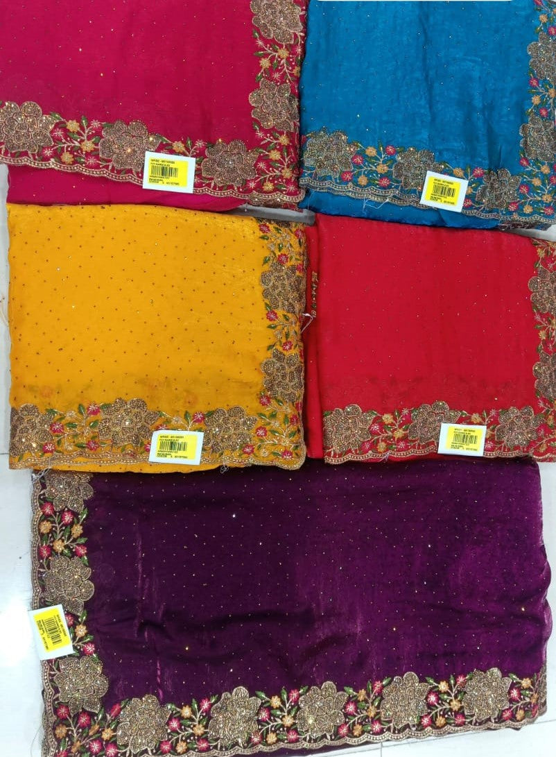 Fcy Saree Set (5 Pcs) – Subtle Stone Work with Heavy Floral Designer Border M.R. Saree Emporium