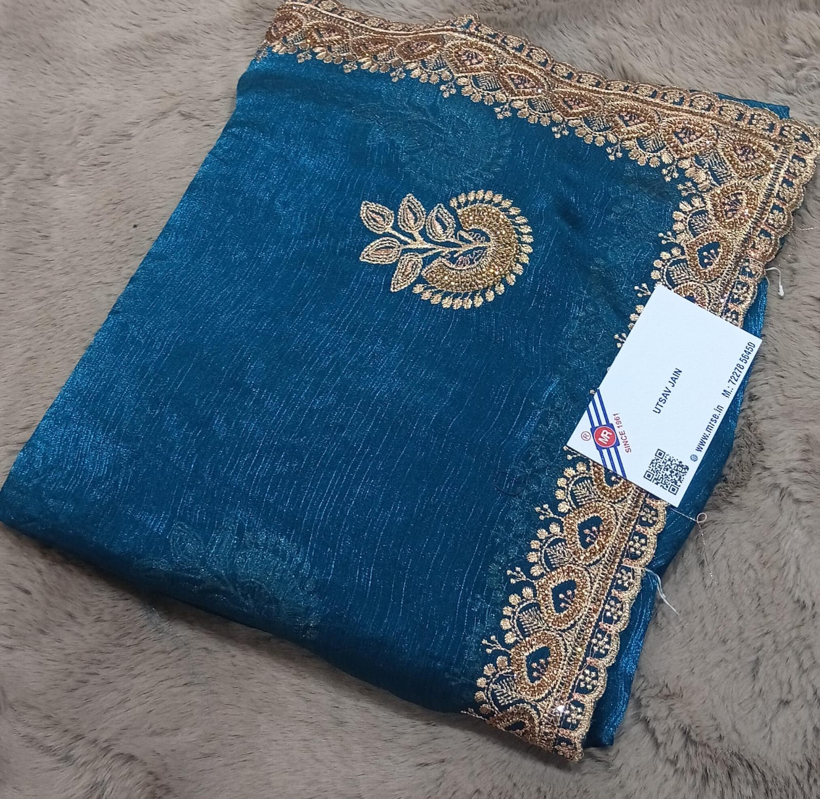 Golden Beauty Simmar Chiffon Fancy Saree – 5 Pcs Set M.R. Saree Emporium