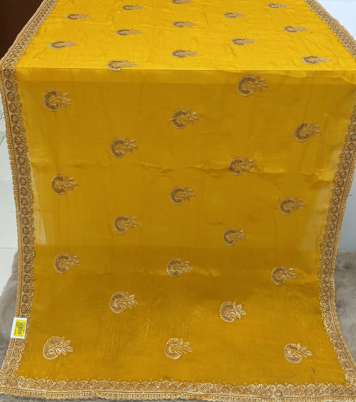 Golden Beauty Simmar Chiffon Fancy Saree – 5 Pcs Set M.R. Saree Emporium