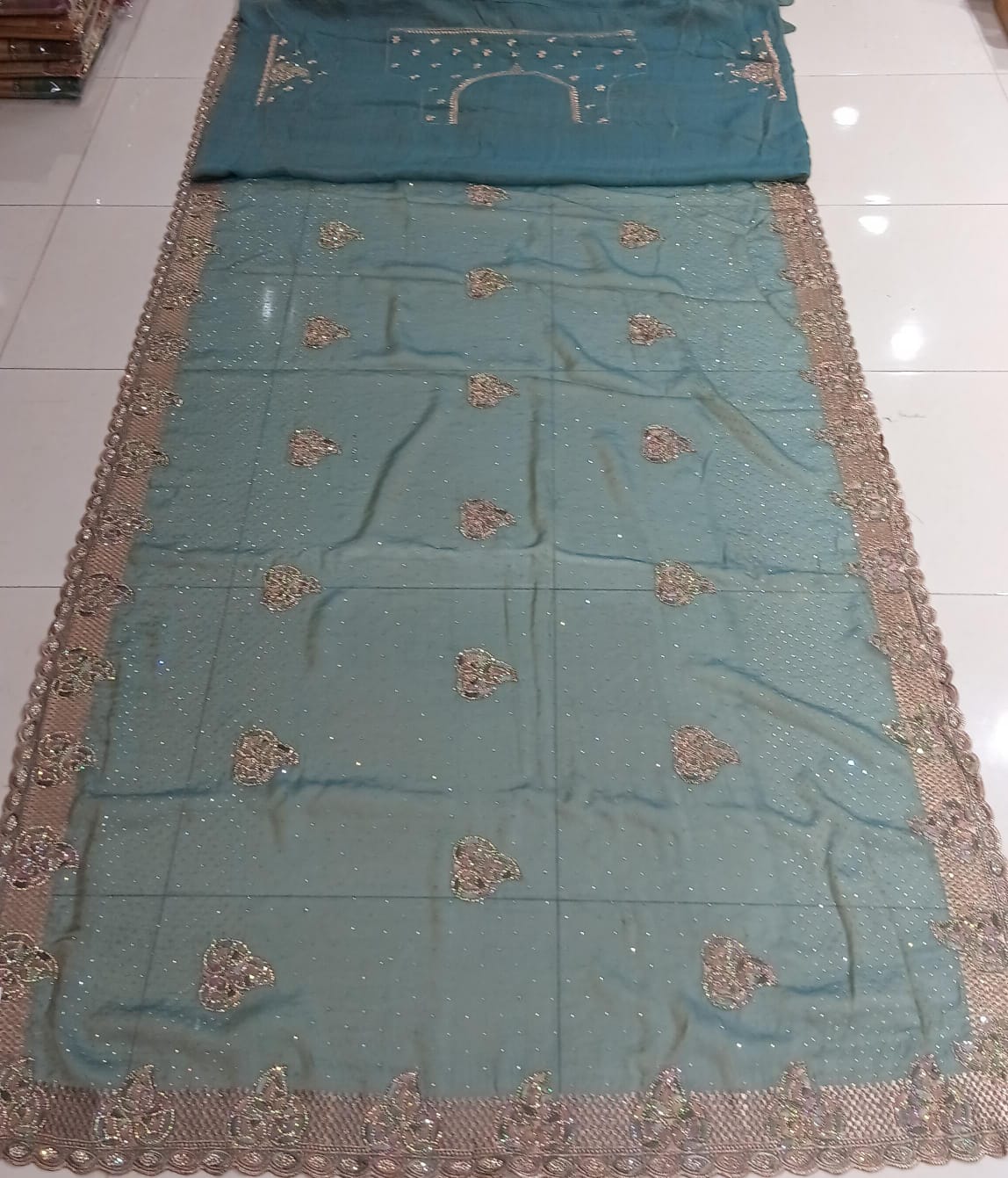 Designer Fancy Simmar Chiffon Saree – 5 Pcs Set | M.R. Saree Emporium