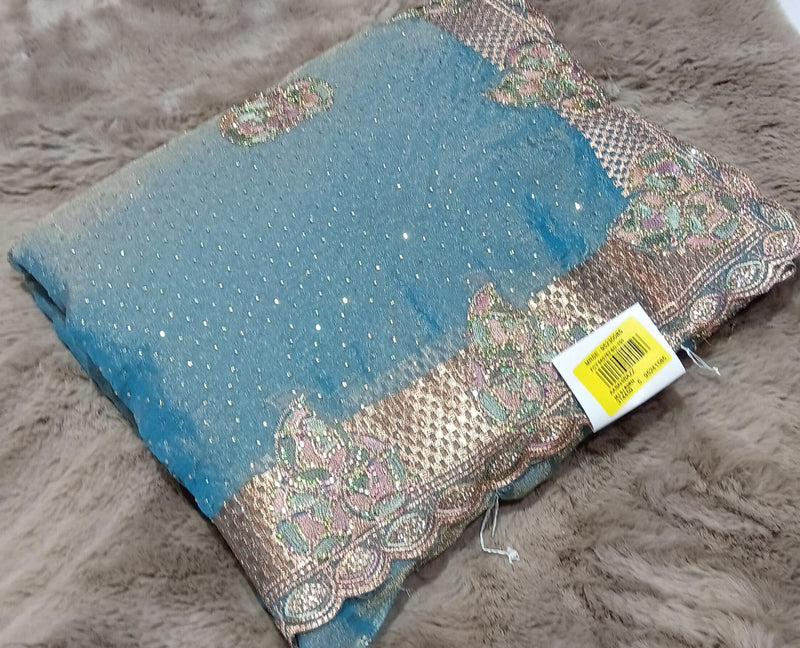 Designer Fancy Simmar Chiffon Saree – 5 Pcs Set | M.R. Saree Emporium