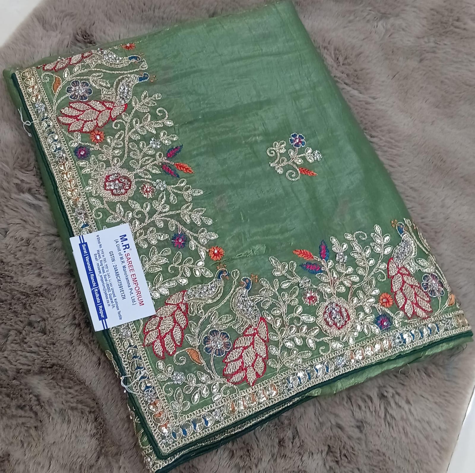 Fendy Fancy Embroidery Work with Heavy Border-M.R. Saree Emporium