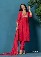 GANGA Designer Chanderi Kurta Set - 8 Pcs Set
