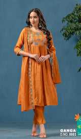 GANGA Designer Chanderi Kurta Set - 8 Pcs Set