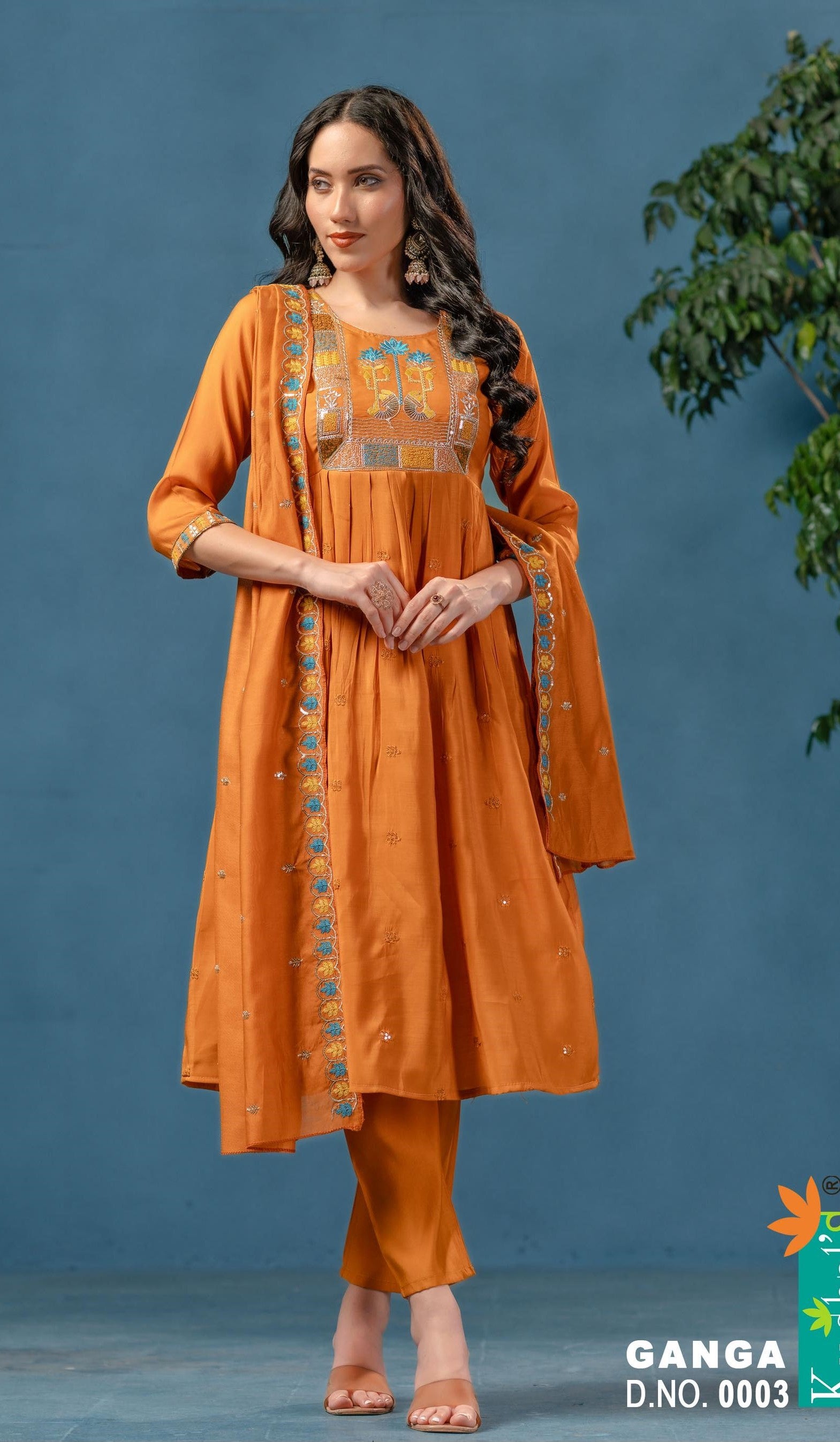 GANGA Designer Chanderi Kurta Set - 8 Pcs Set