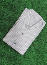 Premium Grey Striped Formal Shirt - Slim Fit - M.R. Saree Emporium