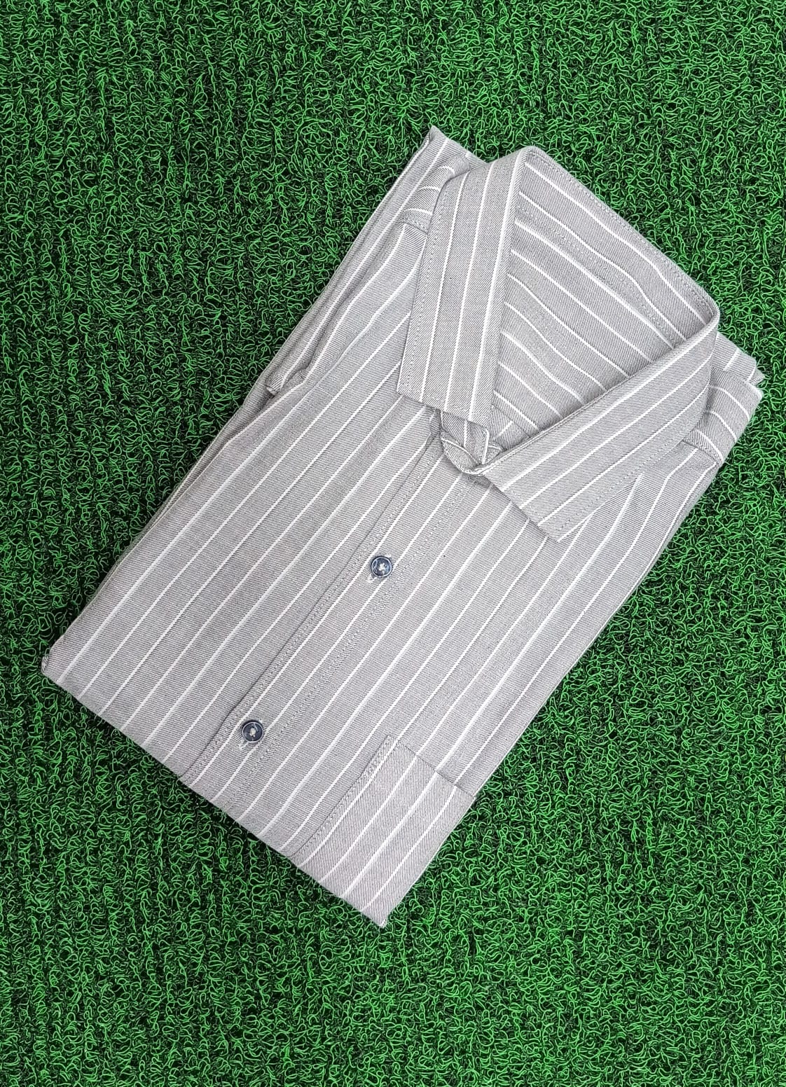 Premium Grey Striped Formal Shirt - Slim Fit - M.R. Saree Emporium