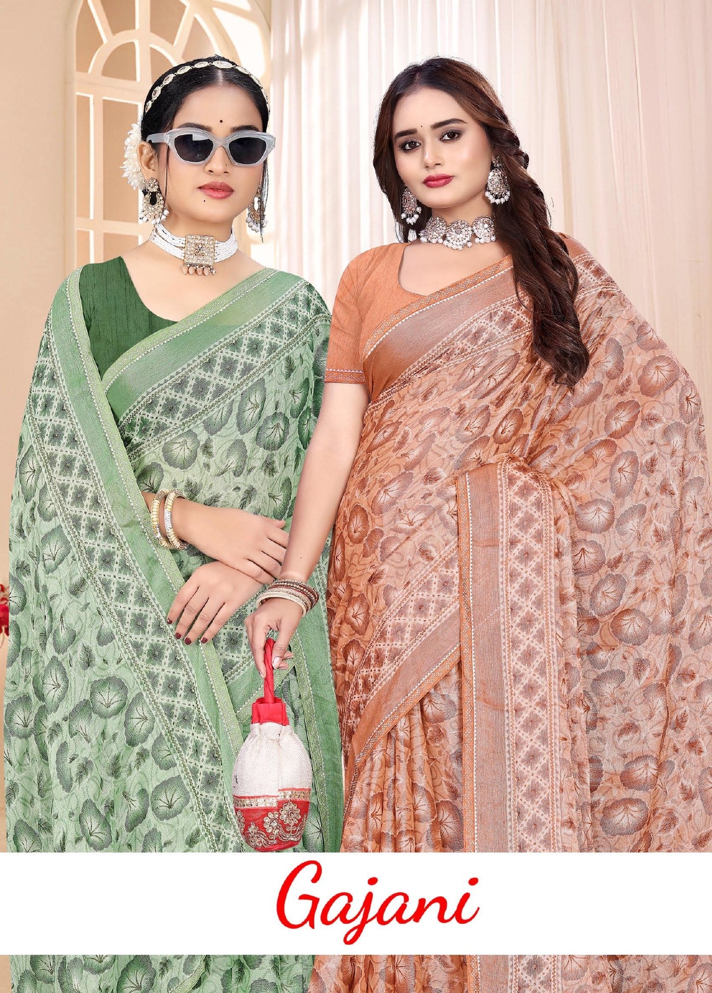 Gajani Printed Saree Collection – 6 Pcs Set-Women Daily & Office Wear Sarees – M.R. Saree Emporium