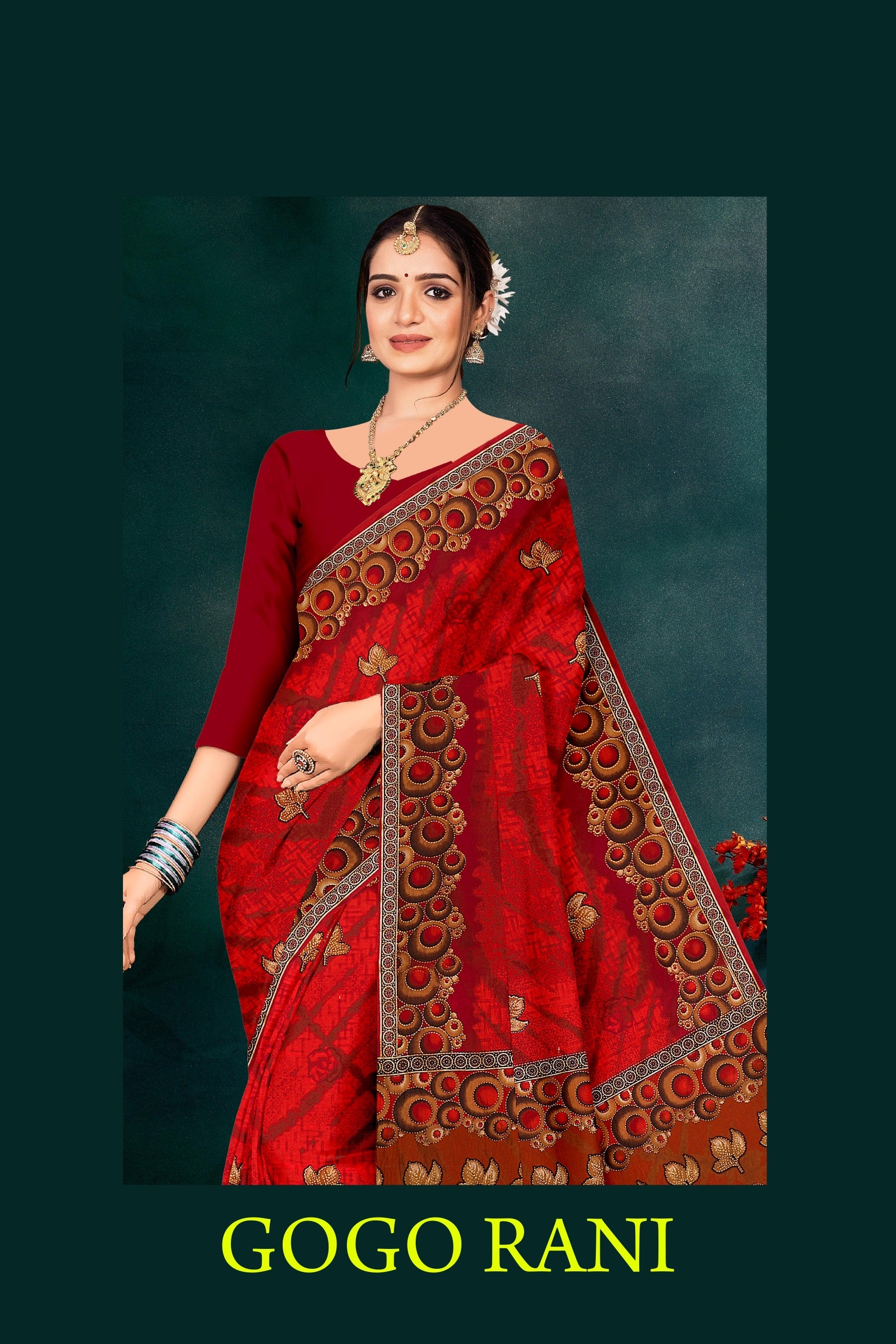 Fancy Printed Cotton Saree – Gogo Rani-M.R. Saree Emporium