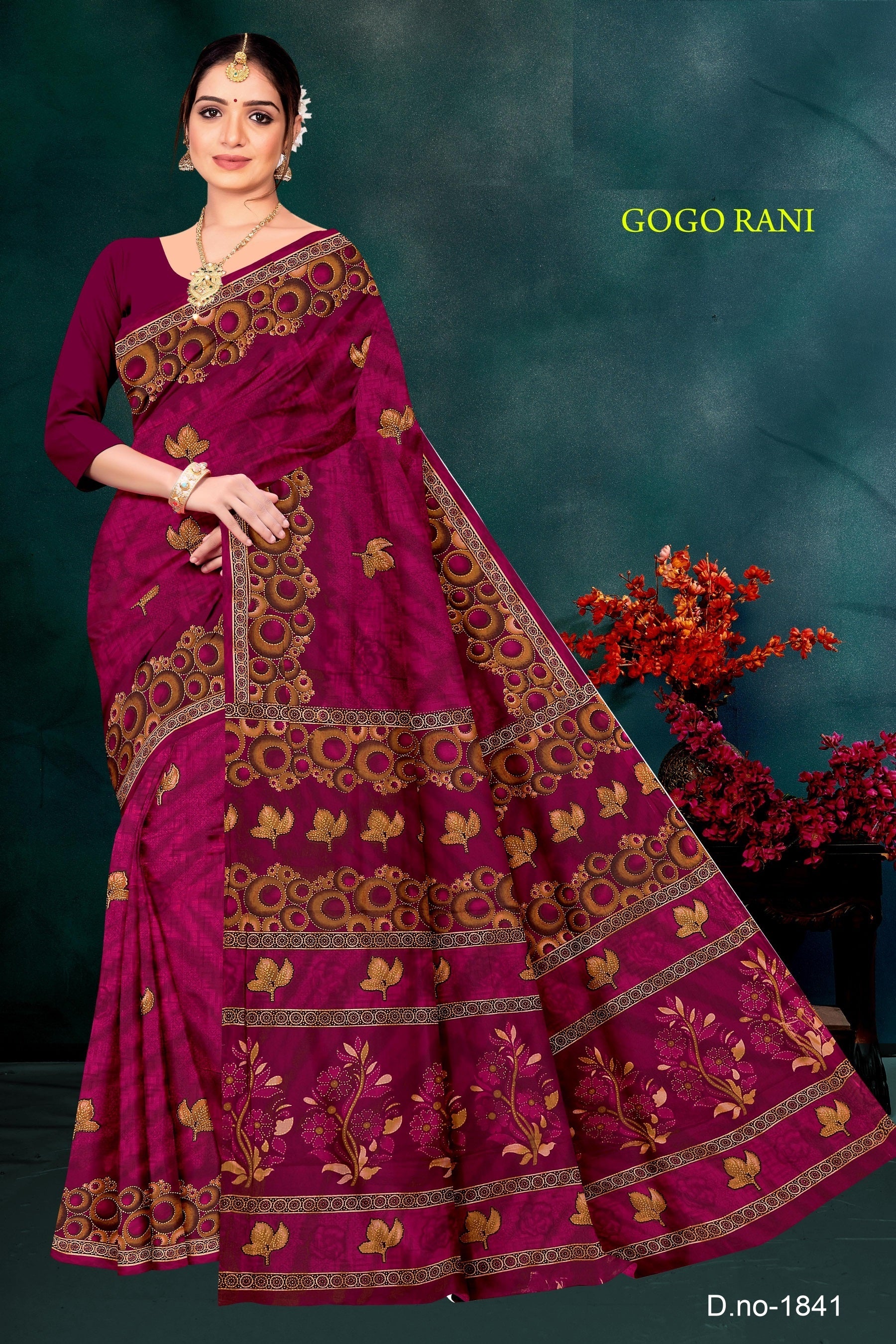 Fancy Printed Cotton Saree – Gogo Rani-M.R. Saree Emporium