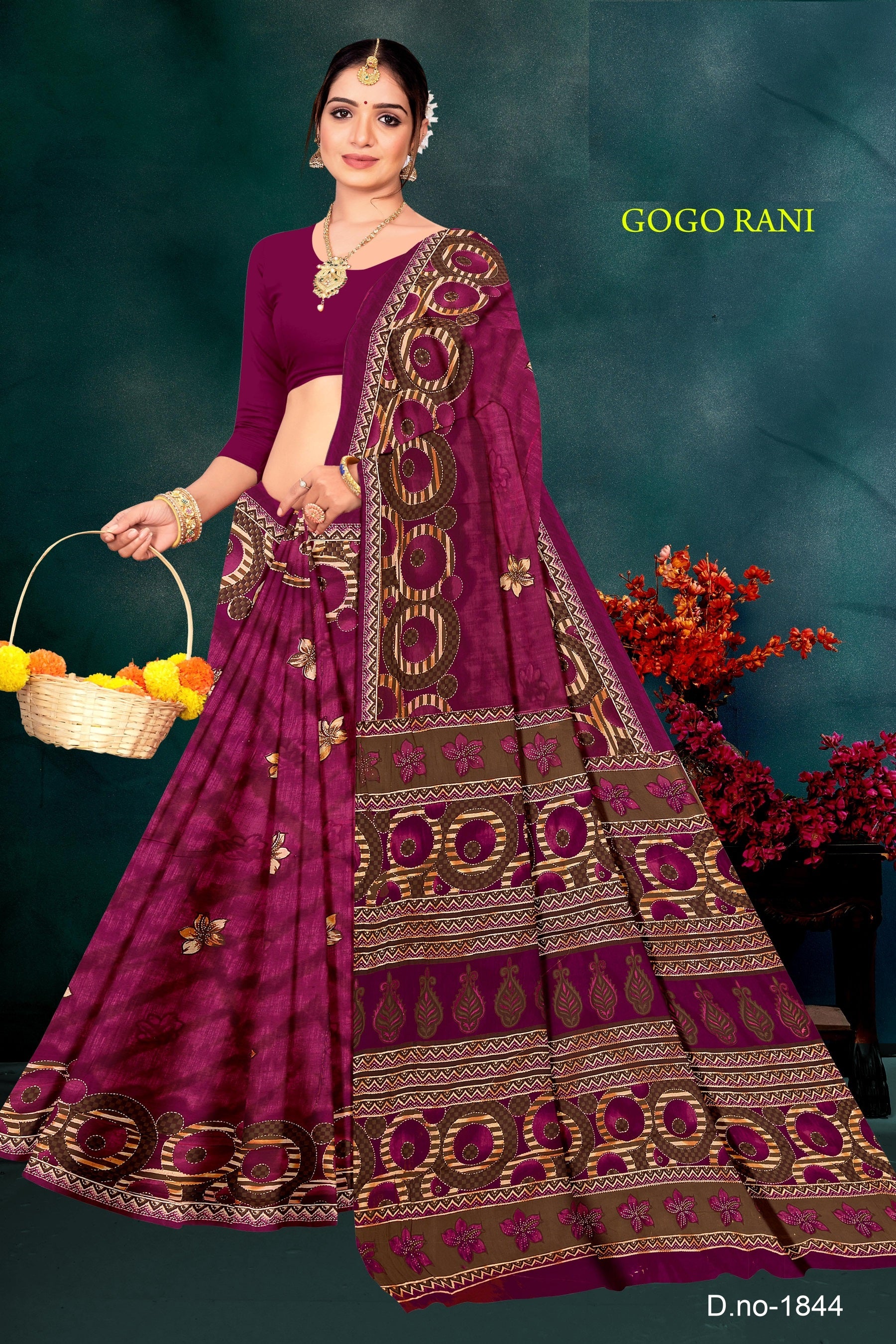 Fancy Printed Cotton Saree – Gogo Rani-M.R. Saree Emporium