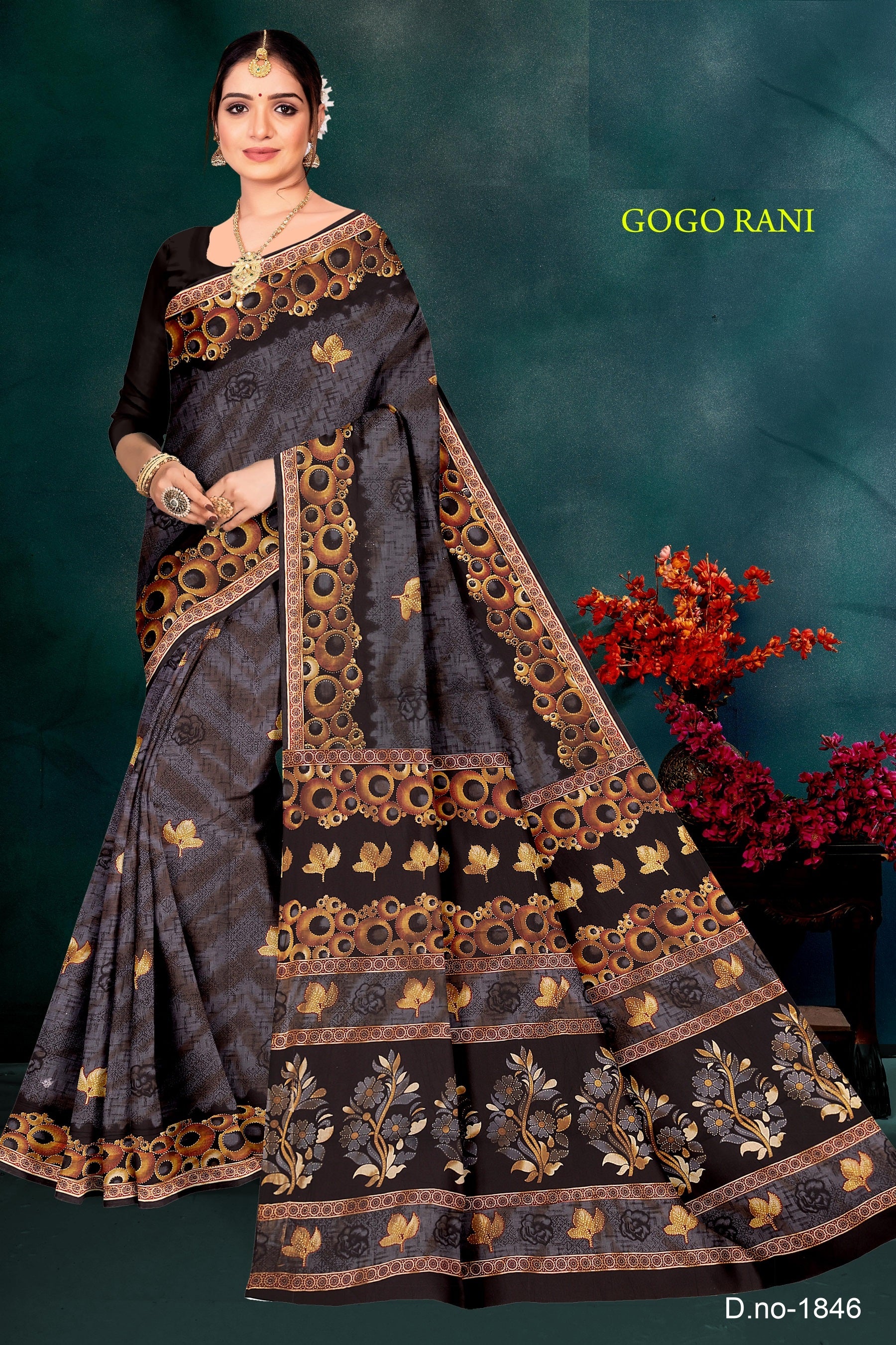 Fancy Printed Cotton Saree – Gogo Rani-M.R. Saree Emporium