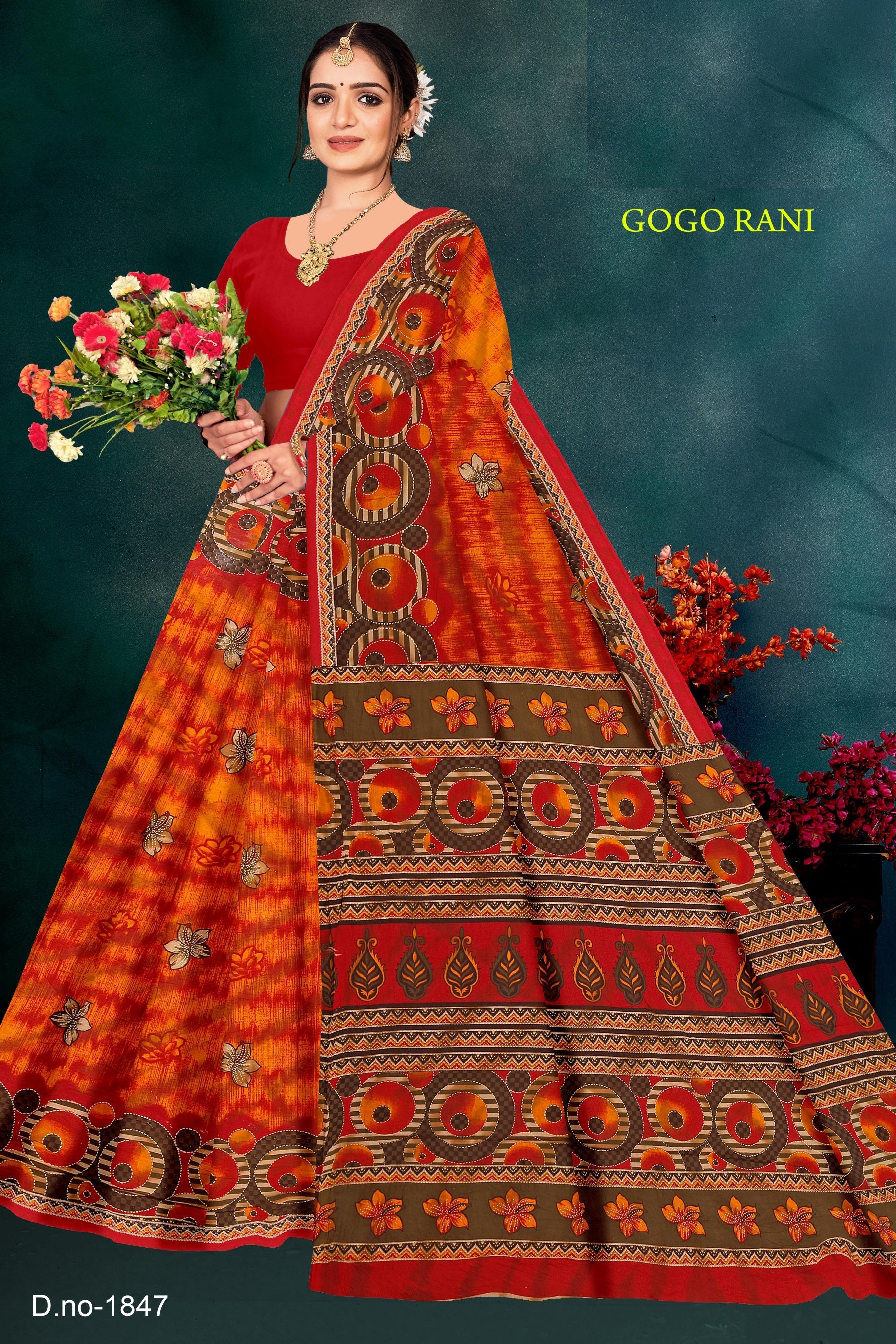 Fancy Printed Cotton Saree – Gogo Rani-M.R. Saree Emporium