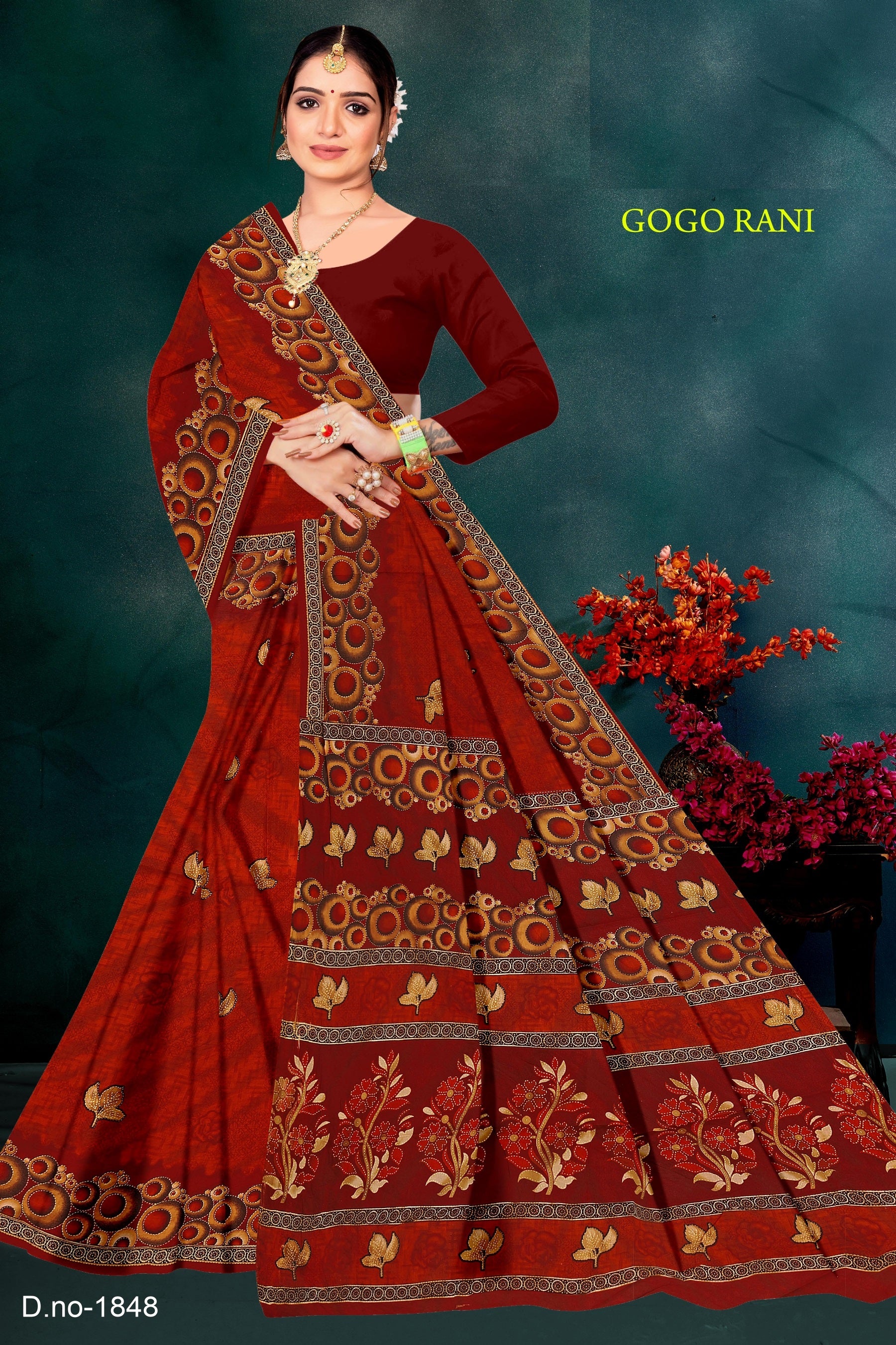 Fancy Printed Cotton Saree – Gogo Rani-M.R. Saree Emporium