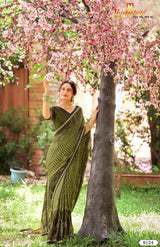 Krishnaleela Hastkala Fancy Fabrics Printed Saree with Designer Border - 8 PCS Set