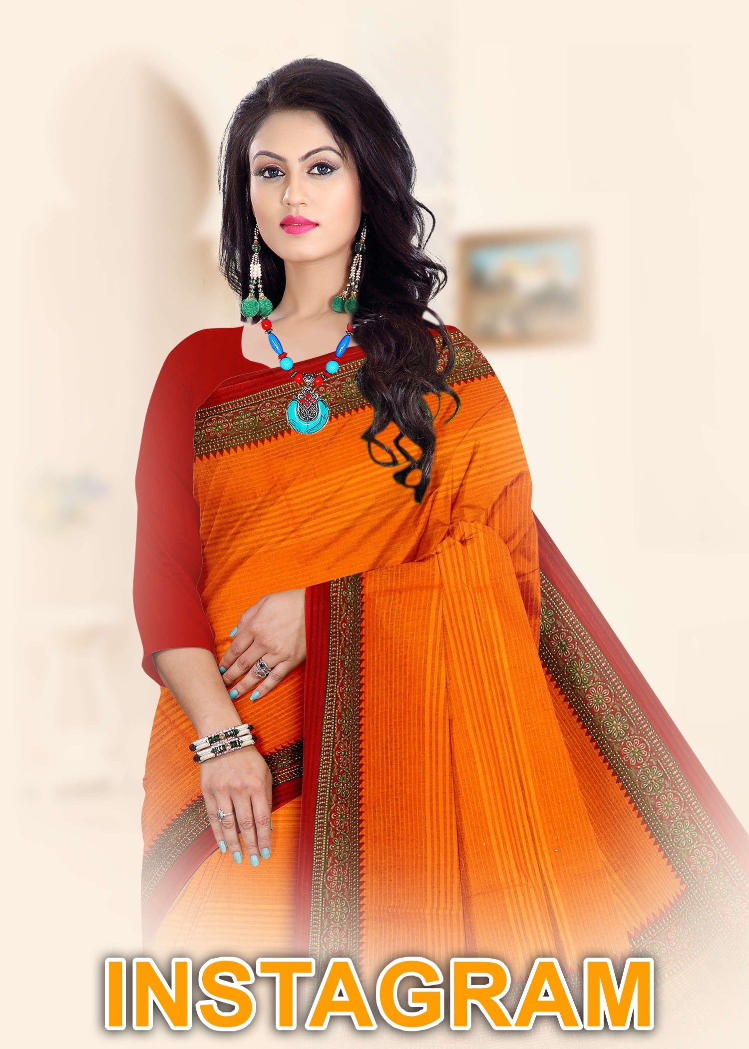 Instagram Cotton Printed Saree Set – 08 Pcs -Pure Cotton Sarees - M.R. Saree Emporium