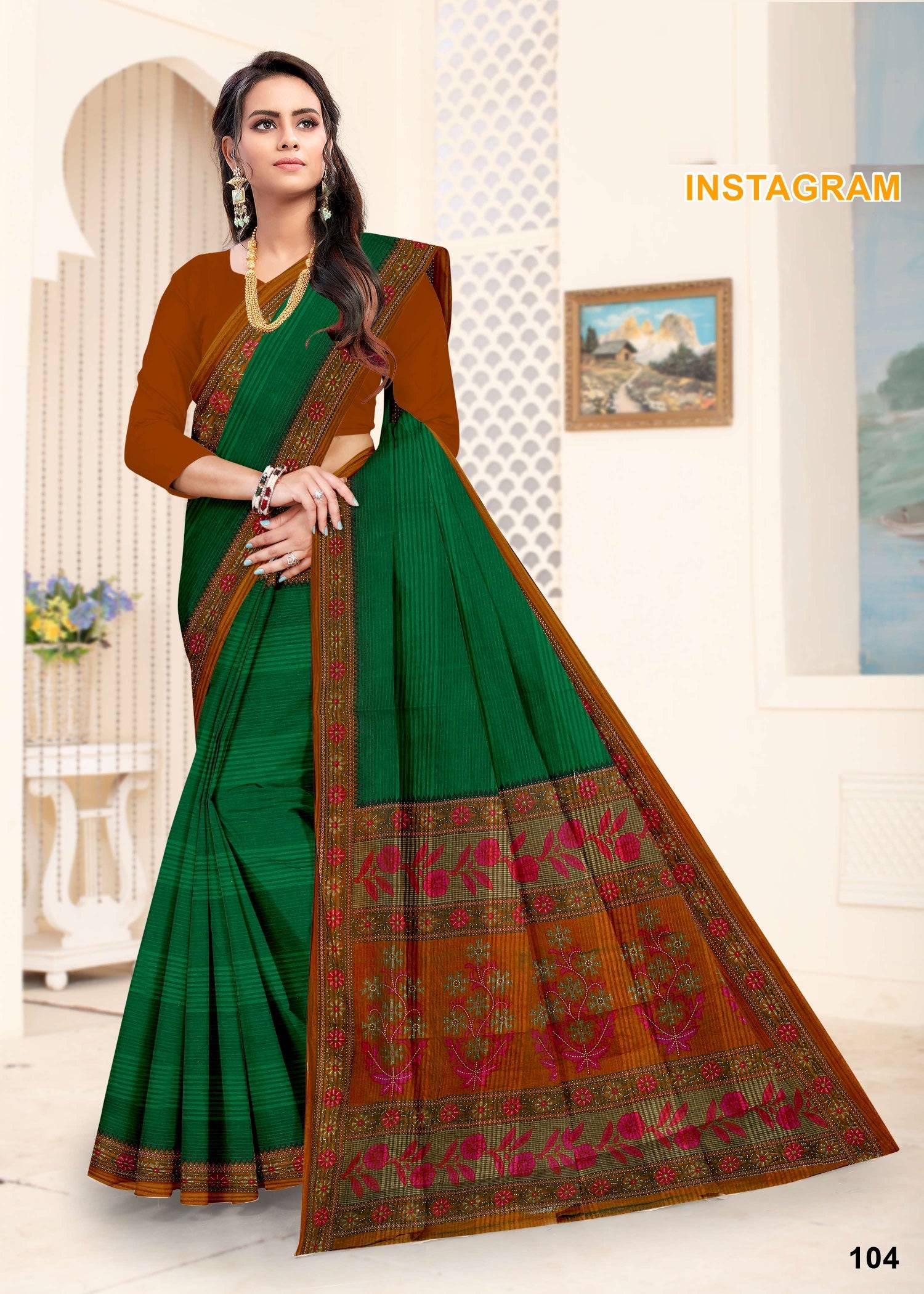 Instagram Cotton Printed Saree Set – 08 Pcs -Pure Cotton Sarees - M.R. Saree Emporium